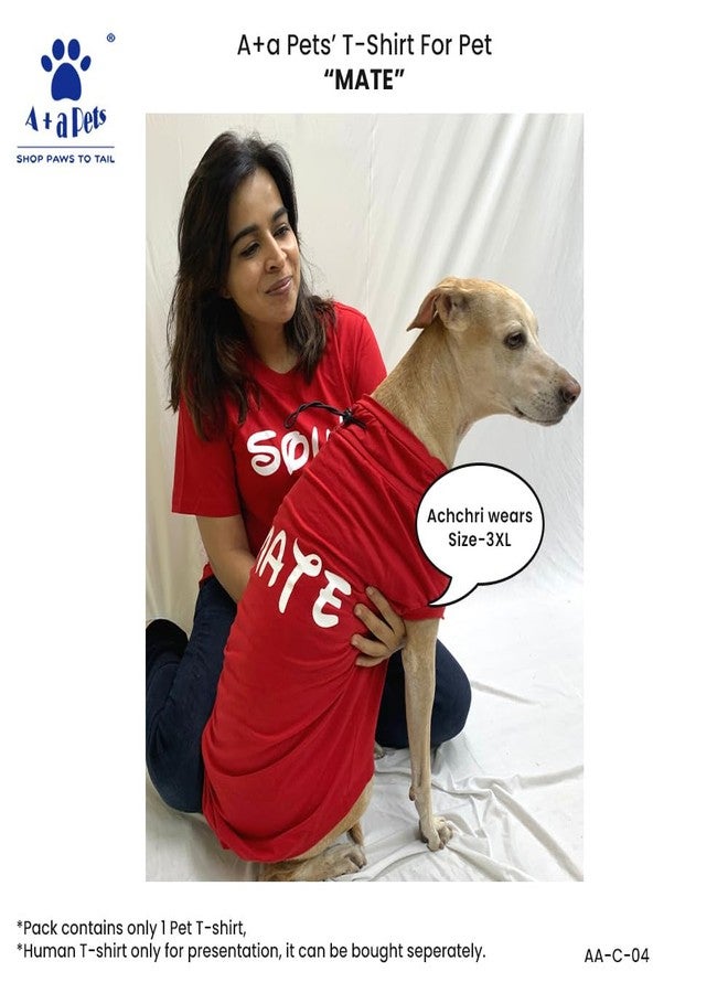 A+A Pets Graphic Printed Mate Premium Tshirt | for Dog, Puppy, and Cat | Round Neck | Breathable Costumes Soft, Light Weight Apparel | 100% Cotton (6XL, Red) - Image 5